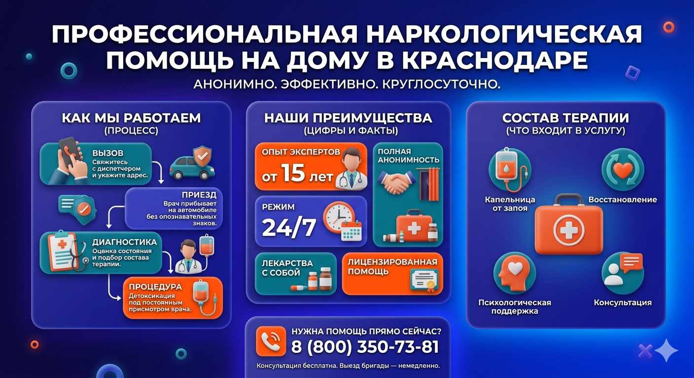 Инфографика о принципах лечения алкоголизма на дому в Чернигове: этапы вызова нарколога, преимущества анонимной детоксикации и состав медицинской помощи.